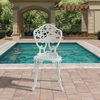 2-Piece Antique Bronze/White Cast Aluminum Stackable Outdoor Dining Chairs with Elegant European-Style Design for Patio & Garden