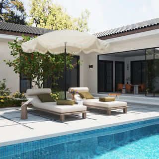 9 FT Tassel Market Patio Umbrella with Full Fiberglass Rib in Cream/Beige/Tan