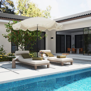 9 FT Tassel Market Patio Umbrella with Full Fiberglass Rib in Cream/Beige/Tan