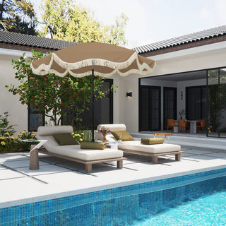 9 FT Tassel Market Patio Umbrella with Full Fiberglass Rib in Cream/Beige/Tan