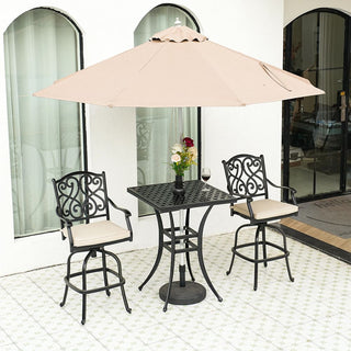 Square Outdoor Table Bar Stool 29-in W x 29-in L with Umbrella Hole