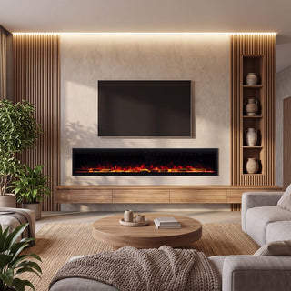 Smart Electric Fireplace with 13 Flame Colors, WiFi & Voice Control, 750W/1500W Heater, LED Ember Bed & Remote