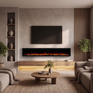 Smart Electric Fireplace with 13 Flame Colors, WiFi & Voice Control, 750W/1500W Heater, LED Ember Bed & Remote