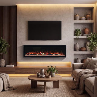 Smart Electric Fireplace with 13 Flame Colors, WiFi & Voice Control, 750W/1500W Heater, LED Ember Bed & Remote