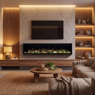Smart Electric Fireplace with 13 Flame Colors, WiFi & Voice Control, 750W/1500W Heater, LED Ember Bed & Remote