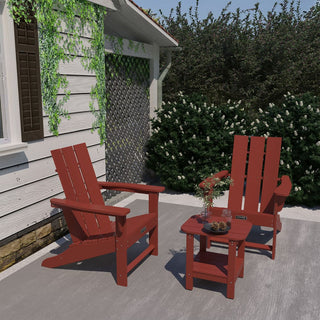 4.7 Inch Wide Arm Modern Red Adirondack Chair, All Weather Plastic Patio Chair