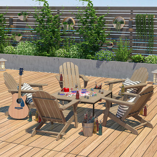 HDPE Plastic Adirondack Chair with Cup Holder and Umbrella Hole