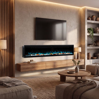 Smart Electric Fireplace with 13 Flame Colors, WiFi & Voice Control, 750W/1500W Heater, LED Ember Bed & Remote