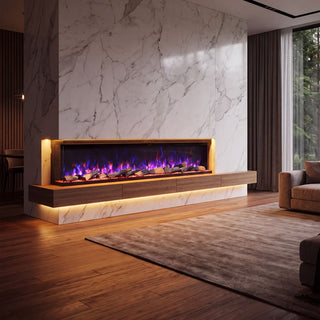 72"/88"/100" Smart Electric Fireplace with 14 Flame Colors, WiFi Tuya App, Voice Control & 1500W Heater