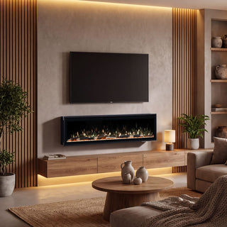 Smart Electric Fireplace with 13 Flame Colors, WiFi & Voice Control, 750W/1500W Heater, LED Ember Bed & Remote