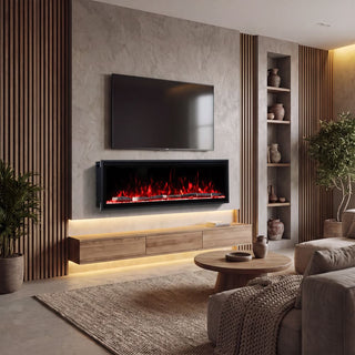 Smart Electric Fireplace with 13 Flame Colors, WiFi & Voice Control, 750W/1500W Heater, LED Ember Bed & Remote