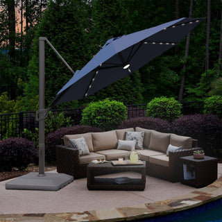 4 in Cantilever Umbrella Base PE Square Market Patio Umbrella Base Outdoor Stand in Black