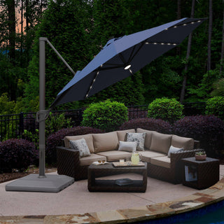 4 in Cantilever Umbrella Base PE Square Market Patio Umbrella Base Outdoor Stand in Black