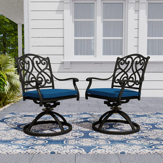 7-Piece Outdoor Dining Set with Cushions – Cast Aluminum Table & Chairs
