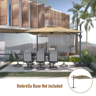 11FT Square Cantilever Patio Umbrella--Red, Navy Blue & Gray