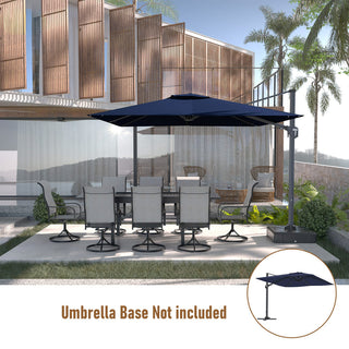 11FT Square Cantilever Patio Umbrella--Red, Navy Blue & Gray