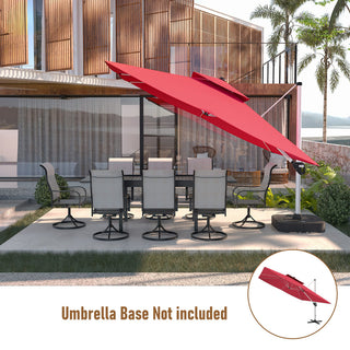 11 FT Square Patio Umbrella with Double-Top Vent – Brown/Dark Gray/Red