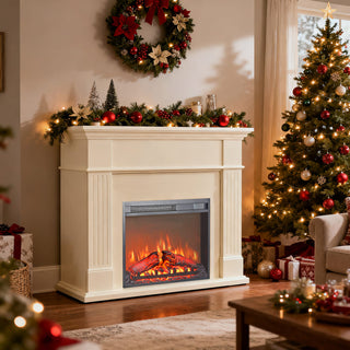23-Inch Electric Fireplace Insert with Realistic Flame & Log Set, Remote-Controlled Heater for Cozy Indoor Spaces