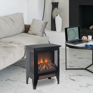18-Inch Freestanding Electric Fireplace Stove Heater with 3D Realistic Flame Effect for Living Room, Bedroom & Home