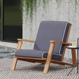 Patio Lounge Chair, Outdoor Club Chair with Cushion and Teak Acacia Wood Frame