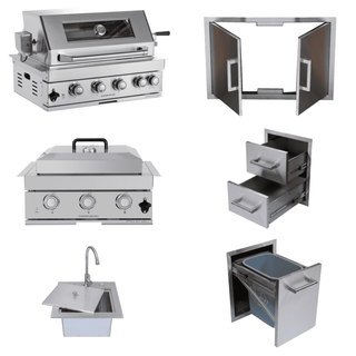 32-Inch Built-In Outdoor Kitchen LPG Gas Grill, 60,000 BTU Stainless Steel 4-Burner with Infrared Rear Burner