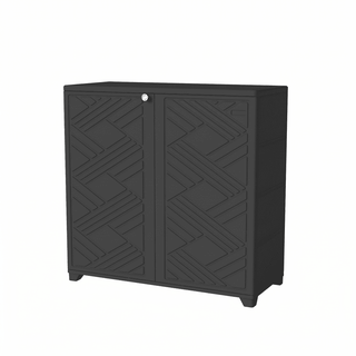 75 Gal. Diamond-Pattern Resin Outdoor Storage Cabinet, Patio & Garden Storage Organizer – White/Black