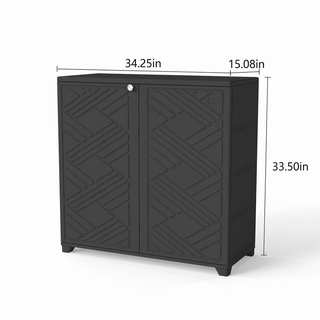 75 Gal. Diamond-Pattern Resin Outdoor Storage Cabinet, Patio & Garden Storage Organizer – White/Black