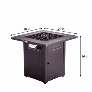 50,000 BTU Outdoor Propane Fire Pit Table, ETL Certified Gas Fire Pit with Side Door, Wood-Look Tabletop & X-Shaped Base
