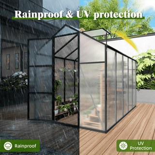 Walk-In Outdoor Polycarbonate Greenhouse with Aluminum Frame – Adjustable Vents, Lockable Door & UV Protection for Backyard