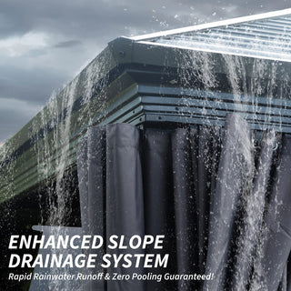 11x21FT Outdoor Sunroom, All Season Solarium Gazebo with Galvanized Steel Roof, Detachable PE Screen, 2 Lockable Sliding Door, Hardtop Gazebo with Netting and Curtains for Patio Deck Garden