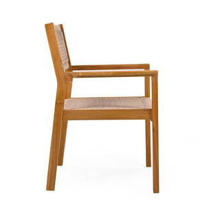Stylish Acacia Wood And Rope Dining Chairs In Teak Finish (Set Of 2)