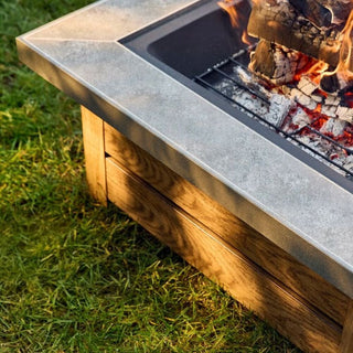 34-Inch Wood-Burning Fire Pit Table with Iron Construction for Patio & Backyard