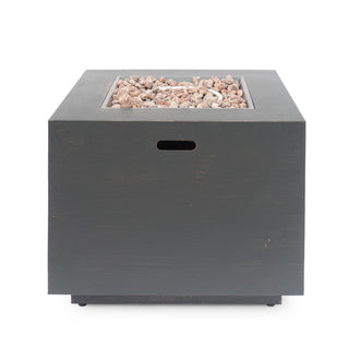 33" Outdoor Iron Square Propane Fire Pit, Tank Inside, Dark Gray - 50,000 BTU