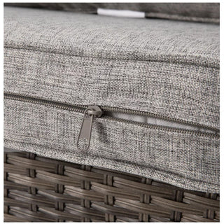 2-Piece Wicker Patio Conversation Set with Beige/Gray Cushions & Coffee Table