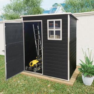 Resin Outdoor Storage Shed Kit, Weatherproof Backyard Organizer for Patio Furniture, Black