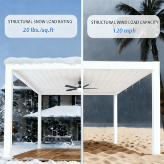 Aluminum Pergola Gazebo with Adjustable Louvered Roof & LED
