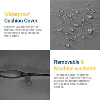 3-Piece L-Shaped Wicker Patio Set with Beige/Gray Cushions and Acacia Wood Storage Table