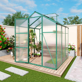 Walk-In Polycarbonate Greenhouse with Raised Base & Anchor Kit – Heavy-Duty Aluminum Greenhouse for Outdoor Backyard, All Seasons