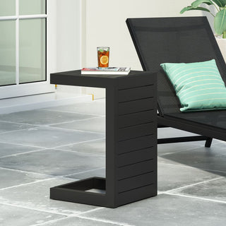 Modern Outdoor C-Shaped Side Table For Patio And Poolside