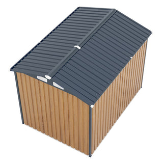 6x8 FT Outdoor Steel Storage Shed with Clear Window, Lockable Doors, Compact Metal Tool Shed for Garden, Backyard, Patio, Utility, and Bike Storage,Yellow/Grey