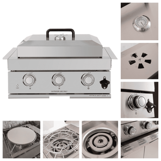 32-Inch Built-In Outdoor Kitchen LPG Gas Grill, 60,000 BTU Stainless Steel 4-Burner with Infrared Rear Burner