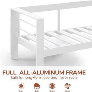 73" All-Weather Aluminum Patio Sofa, 3 Seat Outdoor Couch with Thick Cushions &  Frame