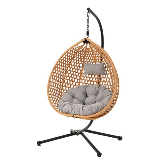 Wicker Hanging Egg Chair Swing – Comfortable Indoor/Outdoor Patio Chair with Removable Cushion