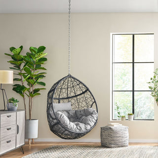 Outdoor Teardrop Swing Chair With Polyethylene Rattan And Cushions