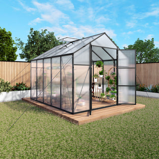 New-Design Walk-In Polycarbonate Greenhouse with Heavy-Duty Aluminum Frame – All-Season Garden & Backyard Greenhouse