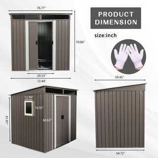 6X5 FT Steel Outdoor Storage Shed with Window and Clear Roof Panel, Rustproof Tool Organizer for Backyard