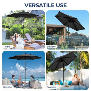 7.5 Ft Black Market Umbrella with Crank Lift & Tilt. UV-Resistant Canopy for Pool, Backyard & Patio Without base