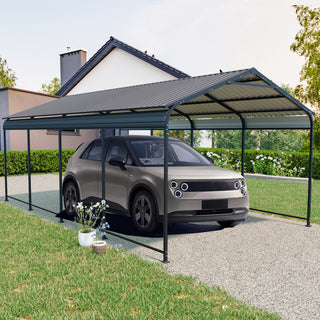 Heavy-Duty Metal Carport with Galvanized Steel Roof and Frame, All-Weather Outdoor Car Shelter Garage for Driveway, Cars, and Trucks