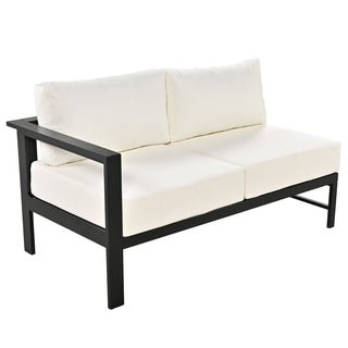 U-Shaped All Weather Patio Sectional Sofa Set, 5-6 Seater Outdoor Conversation Couch with 5.9" Thick Cushions & Heavy Duty Iron Frame for Garden Backyard Poolside