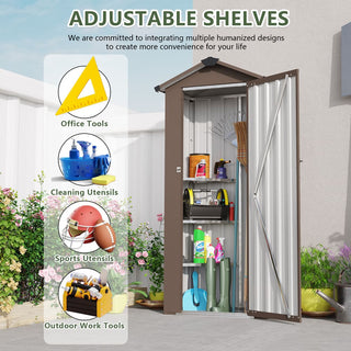 Small Metal Garden Storage Shed, Waterproof Galvanized Steel Tool Shed with Lockable Door